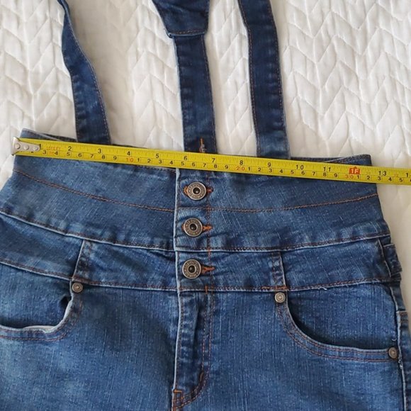 True Vintage Y2K Retro High Rise Overall Denim Shorts - Picture 4 of 15